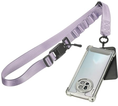 PATIKIL Universal Cell Phone Lanyard, Adjustable Crossbody Phone Strap Magnetic Buckle Polyester Neck Lanyard with Patch for Concerts Gym Travel Secure Hands-Free Carry, Purple