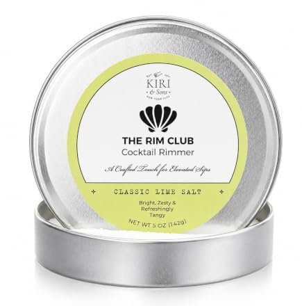Kiri & Sons The Rim Club Cocktail Rimmer Salt for Margaritas, Tequila Shots, Bloody Marys & Craft Cocktails, Gift on Parties, Home Bars, Brunches & Events - Classic Lime 5oz