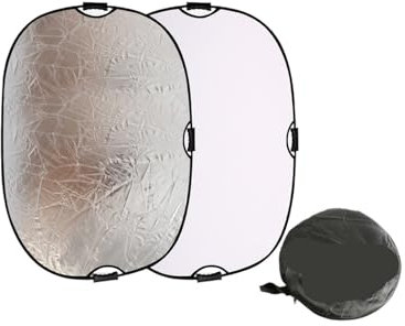 AMENGJ Rifletto di Luce per Fotografia Riflettore Bianco Oro Portatile Pieghevole Luce Morbida Rotonda Fotografia(90X120CM S W)