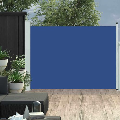 Juroupi Patio Retractable Side Awning 120x500 cm Blue,Retractable Side Awning,Outdoor Privacy Screen for Garden,Sun Shade-48390