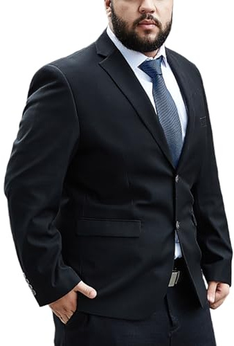 Veste De Costume Pour Homme De Grande Taille, Jacket De Costume De Mariage Droite À Deux Boutons, Veste De Costume Habillée(Black,7X-Large)