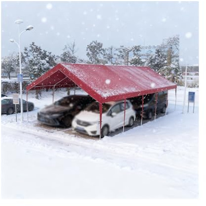Robustes Carport-Dach Für Alle Wetterbedingungen, Metall-Carport-Zelt Mit Stabilem Rahmen Für PKW, Traktor, Wohnmobil, SUV Und LKW(Red)