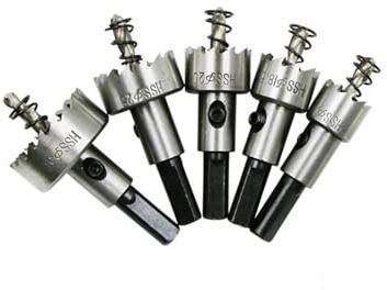 5Pcs Set Hole Saws HSS Core Drill Bit Titanium Coated Wood Metal Cutter Drilling Bits For Power Tools 16 18.5 20 25 30mm(Hole Saw Silver 5pcs)