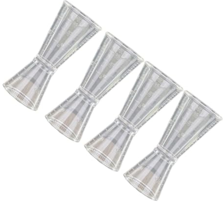 FIXOSHEE Doseur à Vin Double Embout en Plastique Transparent, Grosse Taille, Verre Doseur Graduation Précise pour Préparation de Cocktails, Adapté aux Barmans et Bars Privés, Lot de 4