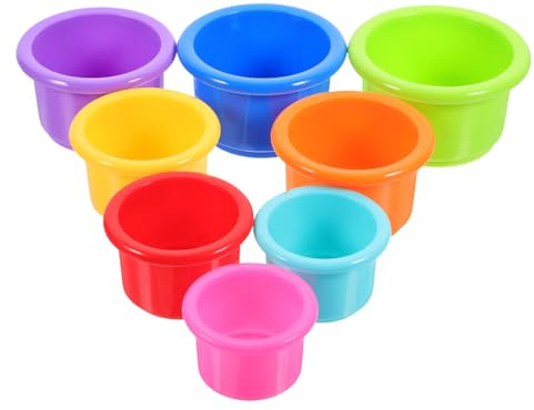 WATIIFUFU 8 Stück Stapelbares Kaninchen aus Lebensmittelechtem Kunststoff Bunte Futterhalterbecher zum Verstecken von Kaninchenfutter Abwaschbar und Wiederverwendbar