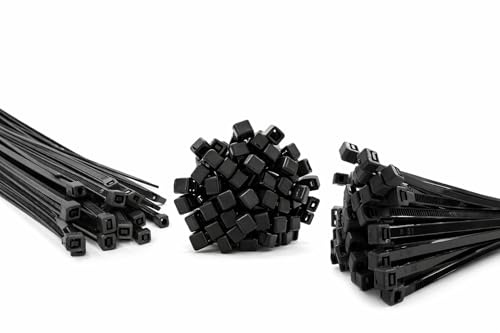 Fascette Elettricista in Nylon Nero 300 x 4,8 mm – 1000 Pezzi (10 Confezioni da 100) – Alta Resistenza 22 kg – Serracavo Professionali per Cablaggio, Uso Interno/Esterno