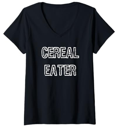 Donna Mangiatore di Cereali Maglietta con Collo a V