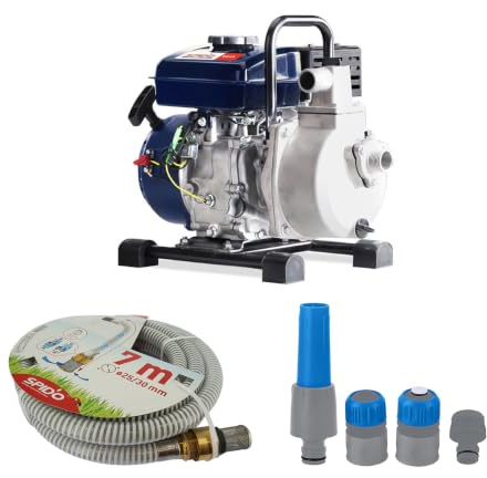 SPID’O Kit Complet de Pompage Grand Débit 12 m³/h - Pompe à Eau Thermique - Pompage Autonome Piscine, Citerne et Cuve - Dépannage d'urgence - Usage Polyvalent
