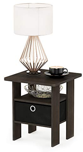 Furinno Andrey Mesa Auxiliar, Madera, Marrón Oscuro/Negro, Talla única