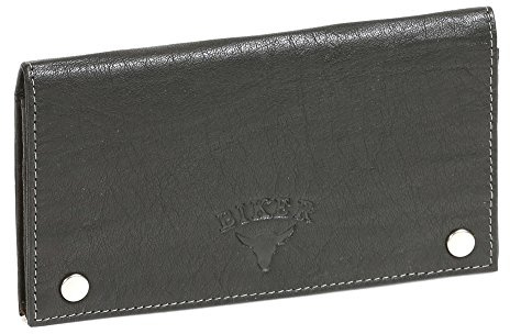 Biker tobaksväska tobakspåse roterande väska äkta läder, svart – LEAS Edition, svart, 16,5x9cm
