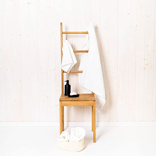 Kleiderstuhl aus Massivholz Eiche, 130x38 cm, Sitz- & Handtuchablage