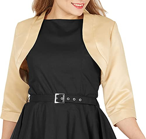 BlackButterfly Raso Bolero Giacca - Maniche a 3/4 (Oro, 5XL)