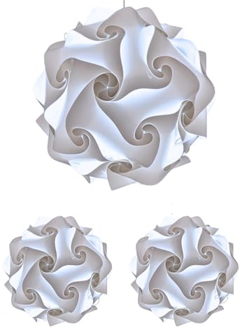 Lampadesign ® Set coordinato lampade Camera da Letto moderna Lampadario 50 cm e 2 abat jour a sfera da comodino Led Fiocco Coppia Lumi Comodini stanza Lampada design vintage Lampadine luce fredda e27