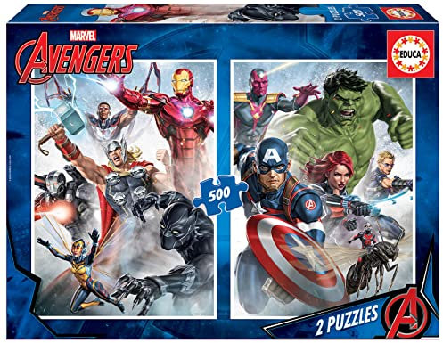 Educa - Puzzle 500 Teile für Erwachsene | Marvel Avengers 2 x 500 Teile Puzzle für Erwachsene und Kinder ab 11 Jahren, Superhelden, Puzzleset (17994)