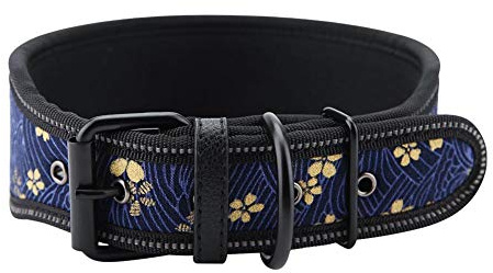 Hundehalsband aus Nylon verstellbares Nylonhalsband Bequemes Sicherheitshalsband mit reflektierender Schnalle für mittelgroße und große Hunde(S-Marineblau)