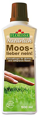 Florissa Natürlich Moos - lieber nein! | Flüssiger Eisendünger auf natürlicher Basis | für dichten & sattgrünen Rasen | 500 ml Flasche
