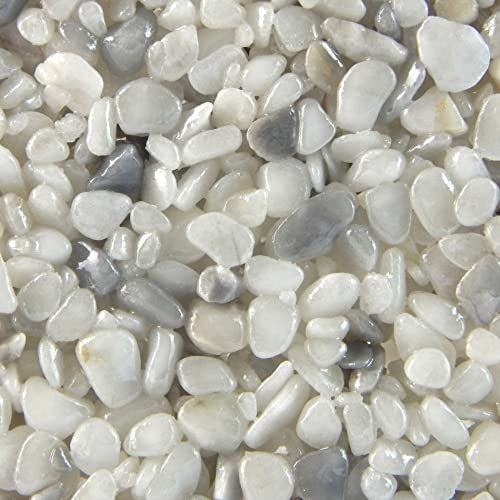 Terralith Steinteppich Marmor Komplett-Set für 1qm - Körnung: mittel - 4-6mm mit Epoxidharz Bindemittel - für Innen in weiß (mix pisa)