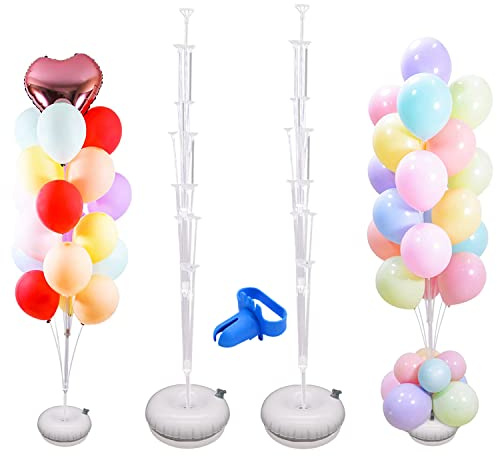 2 Sets Säulenständer-Set, 15 cm hoch, Baumdosenhalter, 19 Stäbchen mit wasserbefüllbarem Sockel, Turm für Geburtstag, Weihnachten, Party, Jahrestag, Ballon-Dekoration
