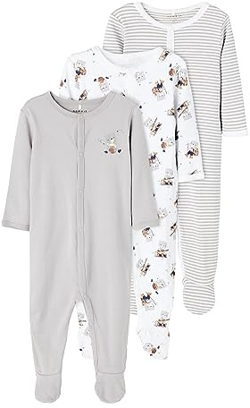 NAME IT Jungen NBNNIGHTSUIT 3P W/F Alloy Bear NOOS 13194783, Alloy, 80
