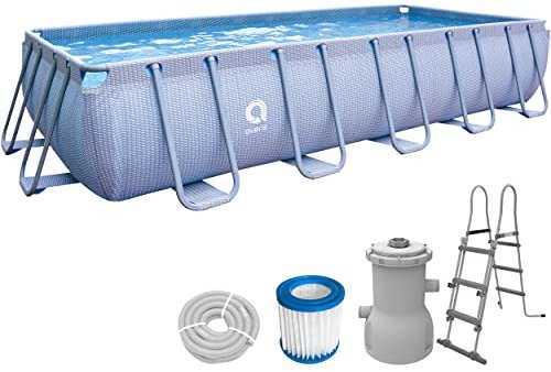 Avenli Pool 540 x 250 x 100 cm Stahlrahmen Aufstellpool Komplettset mit Leiter Filterpumpe Schläuche und Filterkartusche Framepool rechteckig Swimming Schwimmbecken