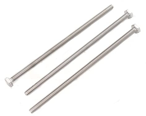 cSeao 10pcs 1/4-20 x 6 Hex Head Bolts Screws, Full Thread, Plain Finish, F593C 18-8 304 Stainless Steel