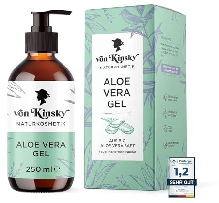 Bio Aloe Vera Gel Rein - 250ml - Feuchtigkeitspflege Sonnenbrand Naturkosmetik - Skincare Body Moisturizer - Made in Germany - von Kinsky