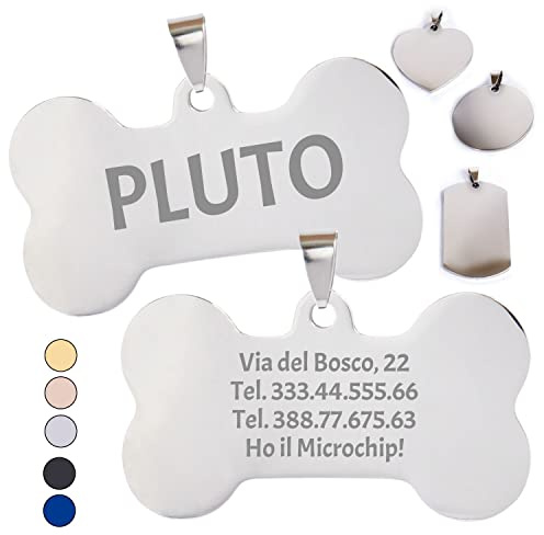 VENEZIANO Targhetta personalizzata-incisione laser-ciondolo personalizzato-portachiavi personalizzato-Medagliette per Cani e Gatti Personalizzate-Pendente con Testo,ideale come regalo Made in Italy