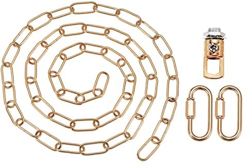 YOKIVE 1 Set Pendant Light Fixture Chain, 4mm Thick Chandelier Hanging Link with Connector Hooks Ring, Great for Ceiling Lights, Lamps (Dark Gold, 80-Inch)