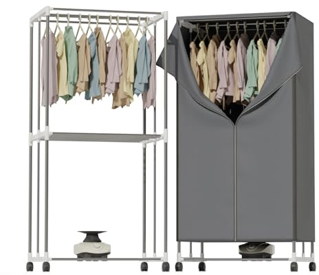 DMD Collective - Heated Clothes Airer, Heated Airer, 2-Tier with Cover | 1000W, 2-Tier, 15kg Capacity, Stainless Steel Frame, 180-Minute Timer, Auto Power-Off, Folding Design, Castor Wheels, Compact