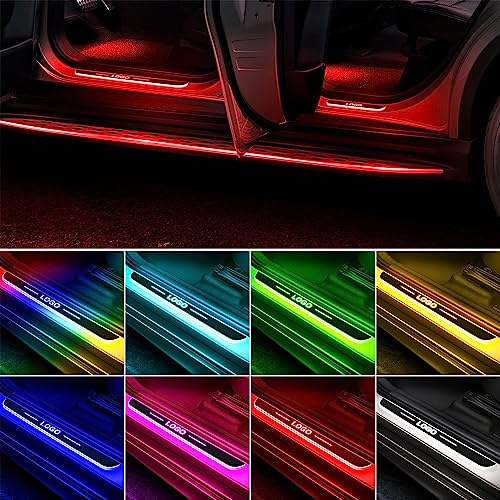 Lot de 4 seuils de portière de voiture, personnalisables, sans fil, à capteur automatique, lumières décoratives à 8 couleurs, entrée latérale, comprenant 2 pour l’avant et 2 pour l’arrière