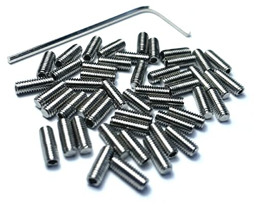 ZDingTech 50pcs M3 x 8mm 304 Stainless Steel Guitar Bridge Saddle Height Adjustment Screws for Fender Stratocaster Telecaster with 1.5mm Wrench,Set Grub Screws Hex Allen Head Socket Set Screws Bolts