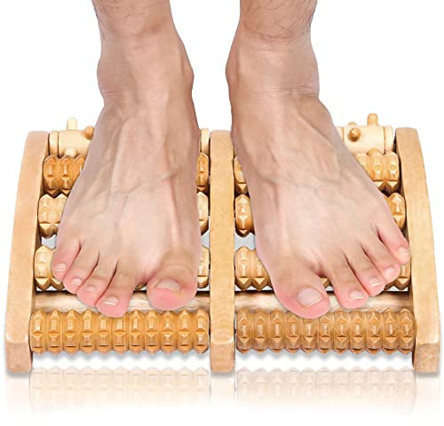 Fußmassageroller Holz Premium Foot Massage Roller Fußmassagegerät Fußroller Holzroller Fuß Massagegerät zur Stressreduzierung Entspannung Fersensporn Fußmassage für Zuhause&Büro