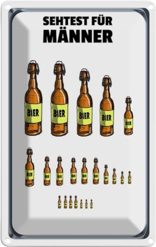 vianmo Blechschild 18x12 cm Alkohol Sehtest für Männer Bierflaschen Spruch Zitat Deko Geschenk Metall Schild