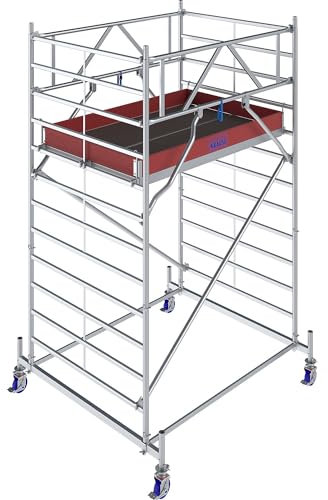 Krause 782021 - Ponteggio in alluminio, telaio mobile, altezza di lavoro (max): 4,40 m, argento, 153,5 kg