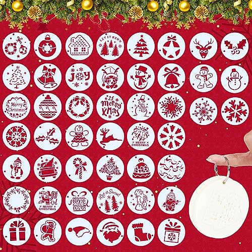 Weihnachtsschablonen, 48 Stück, Handwerk, Kunststoff, wiederverwendbar, für Zeichnungen, Handwerk, Schablonen für Schneemalerei