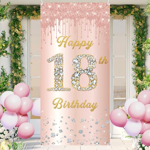 PLATEYTR expression für den 18. Geburtstag, Tür Banner, Rose Gold, Mädchen, Dekoration Rose Gold