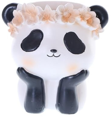 Kawaii-Story DH-R7B3R5 Panda niedlich Stifthalter mini Topf mit Drainage für Zimmerpflanzen Sukkulenten Garten Gartenfigur Tier Skulptur Dekoration 9cm