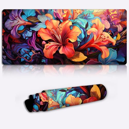CHTXD Keyboard & Mouse Accessory Rhododendron Extended Keyboard Pad （23.6x13.8x 0.12 inches Extra Large Computer Keyboard Mouse Mat Desk Pad