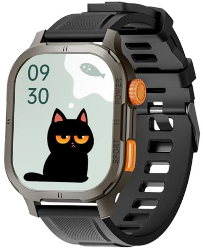 kececo Smartwatch mit Zeitanzeige, Aktivitätstracker, Wecker, Telefonfunktion, Multisport-Tracker, 5 ATM wasserdicht, 2,13 AMOLED-Display, Nachrichtenerinnerung, Gesundheitsüberwachung