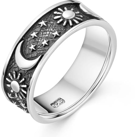 MATERIA by Matthias Wagner Sonne Mond Ring Silber 925 Damen antik mit Sternen SR-79