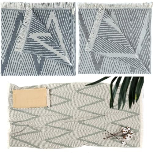 Arty 3er Set Hamamtuch Strandtuch Saunatuch - Badetuch Duschtuch Reisehandtuch Doppellagig 100% Baumwolle Oeko-TEX schnelltrocknend leicht groß Unisex weich 170 x 90 cm (3er Set, TealNavyGray)