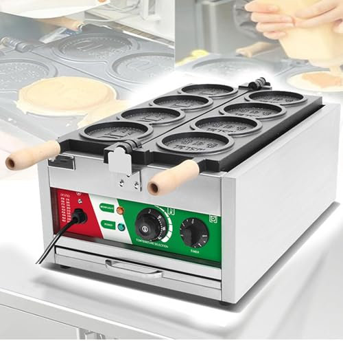 Hydravex Máquina para Hacer gofres Redonda Comercial, máquina para Hacer gofres con Forma de Moneda Coreana con Temperatura Constante de Doble Cara, sartén Antiadherente, Control de Temperatura
