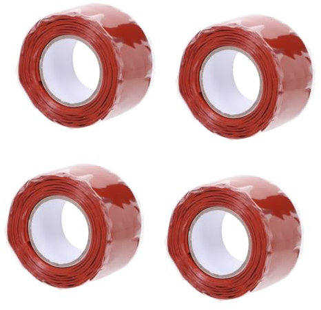 Sewroro 4 Stück Wasserdichtes Reparaturband Schwarzes Klebeband Schlauch Reparatur Klebeband Für Lecks Wasserleckband Versiegelung Dichtmittel Im Freien Auspuff Düse Silikon-gummi Rot