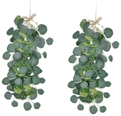 Ciieeo 2 Pcs Artificial Plant Pendant Eucalyptus Leaves Home Decor Fake Plant Hanging for Room Garden Decor