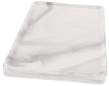 PRETYZOOM Bandeja Organizadora de Cerámica Rectangular Diseño de Mármol para Baño y Tocador, Ligera y Resistente Adecuado para Joyas y Cosméticos