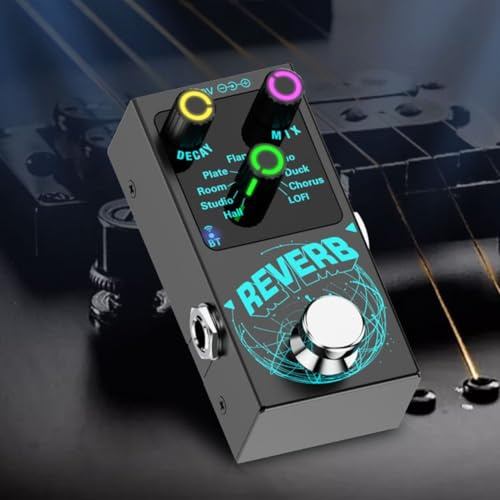 RANRAO Guitar Reverb Effektgerät, Gitarreneffektpedal mit 9 digitalen Reverbs und einstellbaren Mix-Einstellungen