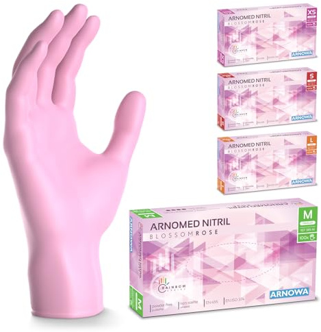 500x ARNOMED® Einweghandschuhe Rosa, Nitril Handschuhe, Einmalhandschuhe M | Nitrilhandschuhe Einweg puderfrei, Gummihandschuhe Einweg, Schutzhandschuhe, Handschuhe Nitril in XS, S, M, L