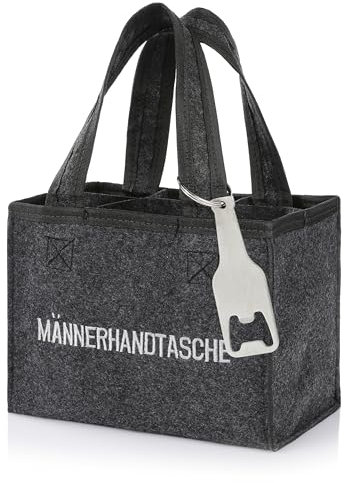 Nordstern Männerhandtasche aus Filz mit 6 Fächern incl. Flaschenöffner Vatertag, Geburtstag oder als Mitbringsel - 24 x 15 cm