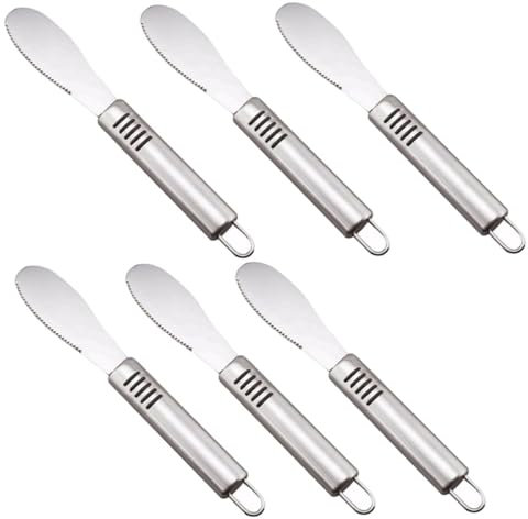 Cabilock 6St Butterstreicher aus Edelstahl Butterdose Sandwich-Cremestreuer Besteck Pizza-Käse-Verteiler Tortenschneider-Server Brot Käse Marmeladenverteiler Buttermesser Sahnemesser Silver