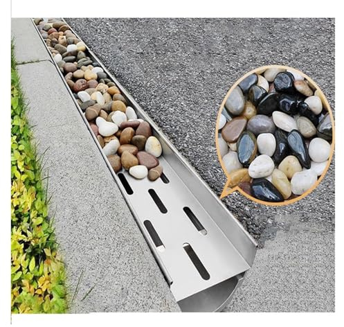 Set di canalina di drenaggio in acciaio inox, per scarico, rettangolare, con ruggine, rimovibile, per piscina, terrazza, giardino, a U, sistema di scarico della trincea (100 x 26 x 30 cm)